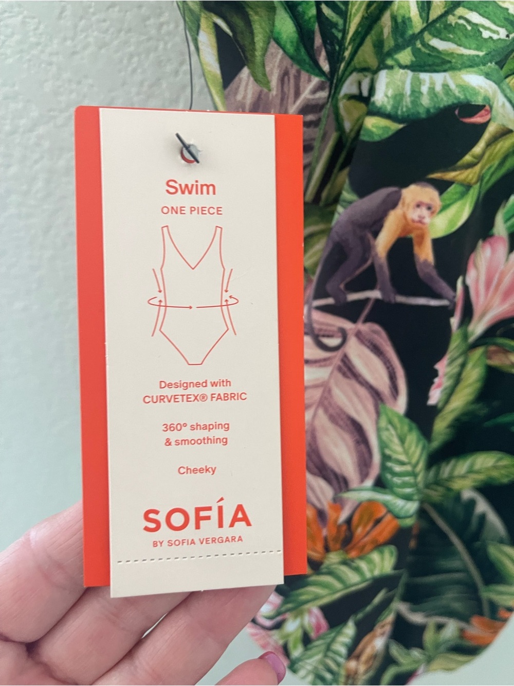 Tropical Floral One-Piece Swimsuit - Black with Green & Pink by Sofia Vergara - Picture 5 of 10